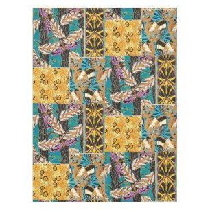 Vibrant Maximalist Teal & Purple Butterfly Art Tablecloth