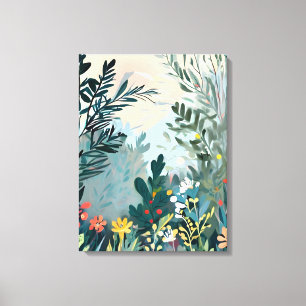 Vibrant Meadow - Floral Landscape Art Canvas Print