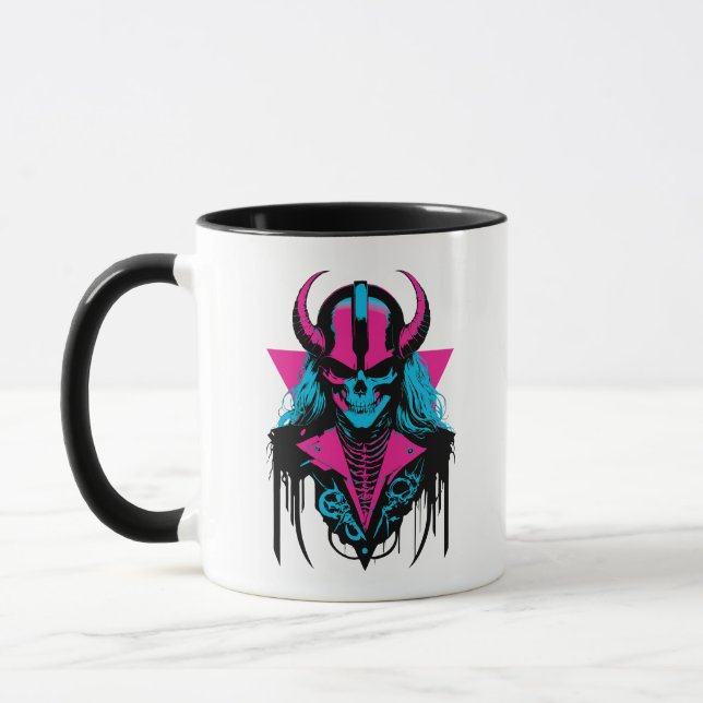 Vibrant Medieval Zombie Skull Mug (Left)
