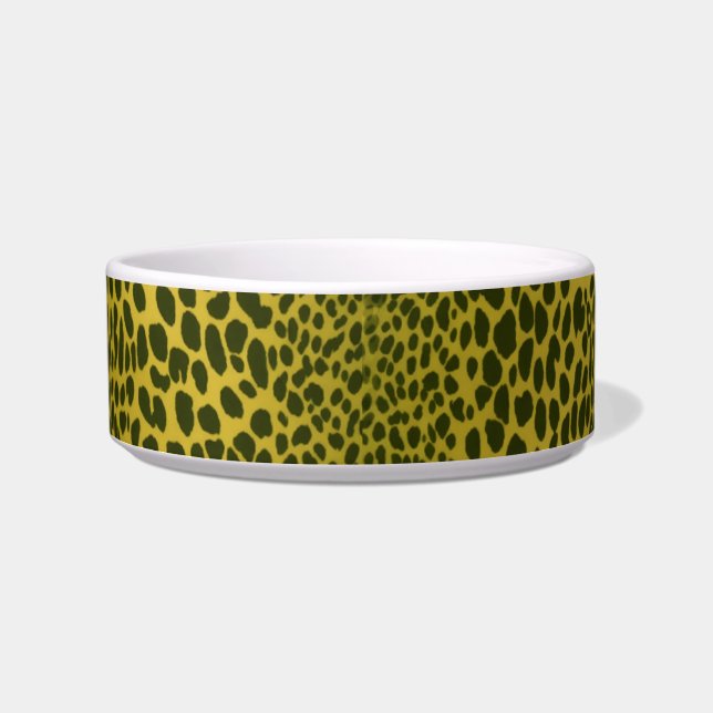 Vibrant Medium Pet Bowl with Eclectic Animal Print (Front)