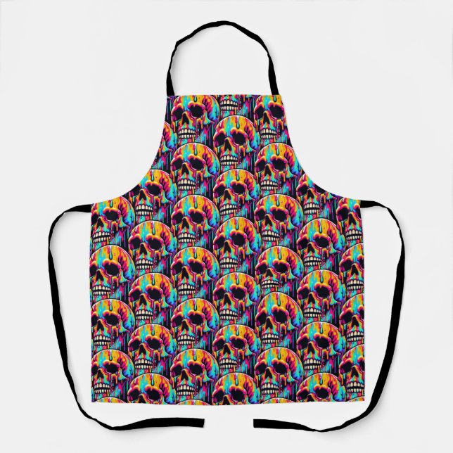 Vibrant Melting Skull Apron (Front)