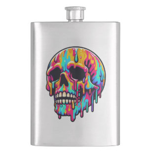 Vibrant Melting Skull Hip Flask
