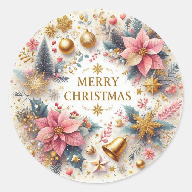 Vibrant Merry Christmas Sticker (Front)