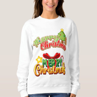 Vibrant Merry Christmas Typography - Colourful Gir Sweatshirt