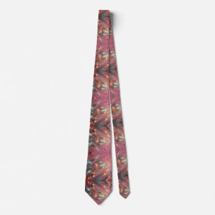 Vibrant Metallic Pink Gold Bronze Silver Painting  Tie