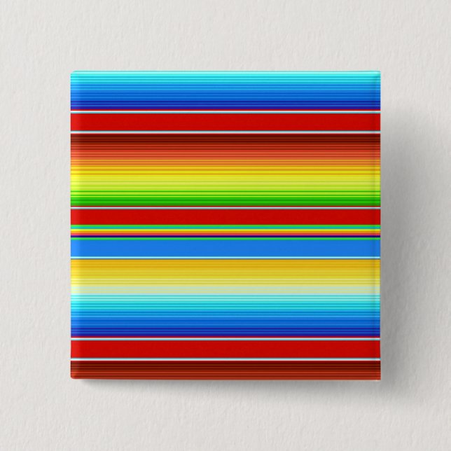 Vibrant Mexican Blanket Traditional Spanish Serape 2 Inch Square Button (Front)