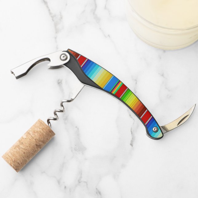 Vibrant Mexican Blanket Traditional Spanish Serape Corkscrew (Front)