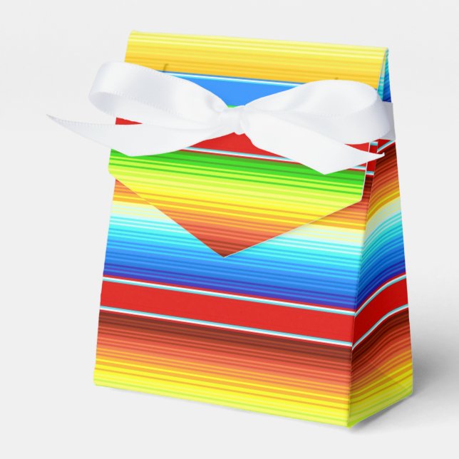 Vibrant Mexican Blanket Traditional Spanish Serape Favor Box (Front Side)