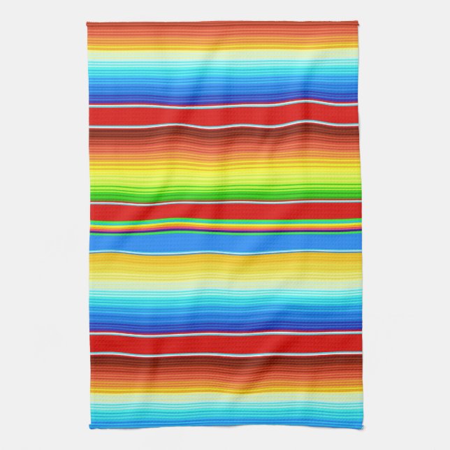 Vibrant Mexican Blanket Traditional Spanish Serape Kitchen Towel (Vertical)