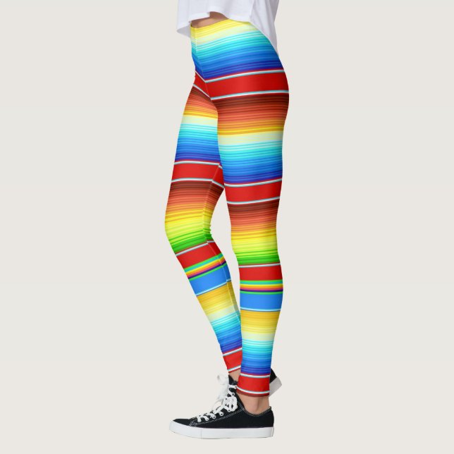 Vibrant Mexican Blanket Traditional Spanish Serape Leggings (Left)