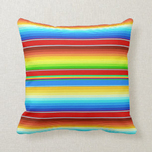 Vibrant Mexican Blanket Traditional Spanish Serape Throw Pillow