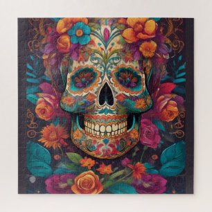 Vibrant Mexican Celebration: Sugar Skull Art Jigsaw Puzzle
