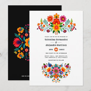 Vibrant Mexican Fiesta Floral Wedding Invitation