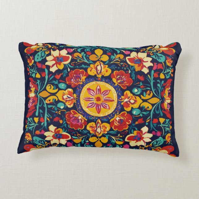 "Vibrant Mexican Fiesta Pillow" Accent Pillow (Back)