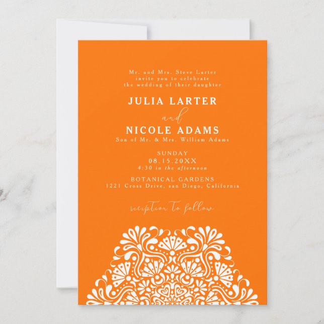 Vibrant Mexican Fiesta Rainbow Mandala Wedding Invitation (Front)