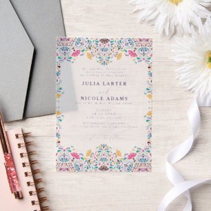 Vibrant Mexican Fiesta Rainbow Photo Wedding Vellum Invitations