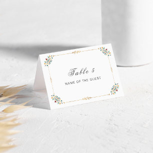 Vibrant Mexican Fiesta Style Rainbow Place Card