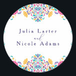Vibrant Mexican Fiesta Style Rainbow Wedding Classic Round Sticker<br><div class="desc">Beautiful Invitation to celebrate Special occasions and festivals comes with digital and E-invitation as per your request. We would love to replicate our designs to make multiple products like rsvp cards, labels envelopes, and more. Customization is available for ready to print on request at info@shamaurcreatif@gmail.com. Look Forward to hearing from...</div>