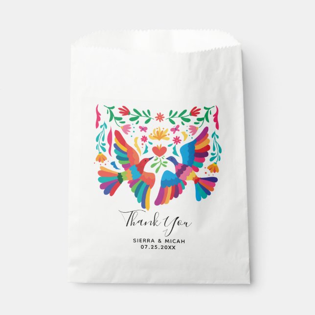 Vibrant Mexican Inspired Birds and Floral Favour Bag (Front)