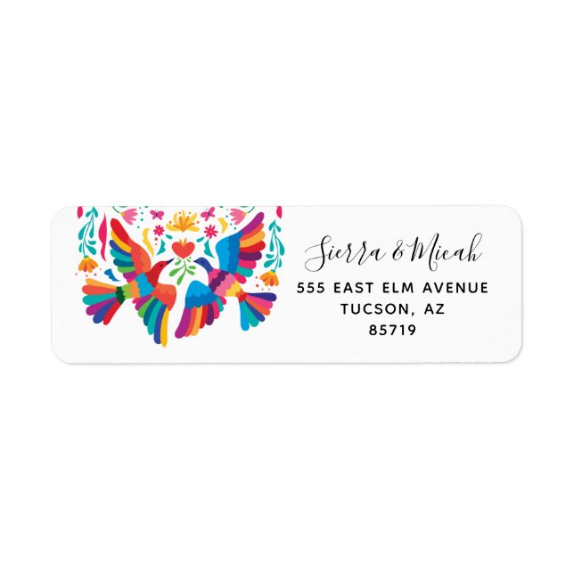 Vibrant Mexican Inspired Birds Return Address (Front)