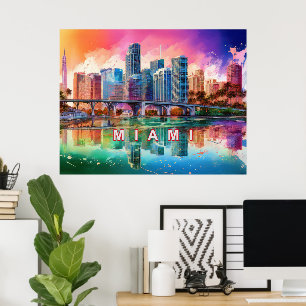 Vibrant Miami Abstract Art Poster 