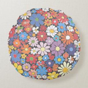 Vibrant Millefiori Elegant Pattern Round Pillow