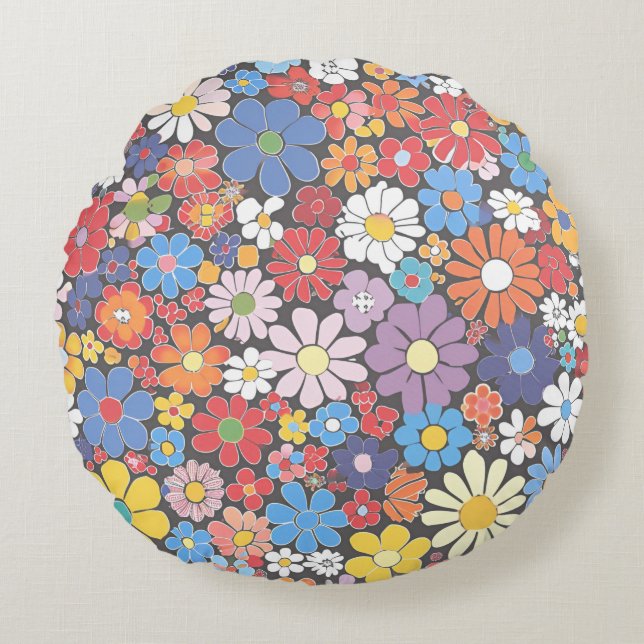 Vibrant Millefiori Elegant Pattern Round Pillow (Front)