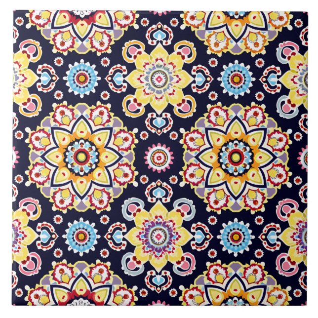 Vibrant Millefiori Elegant Pattern Tile (Front)