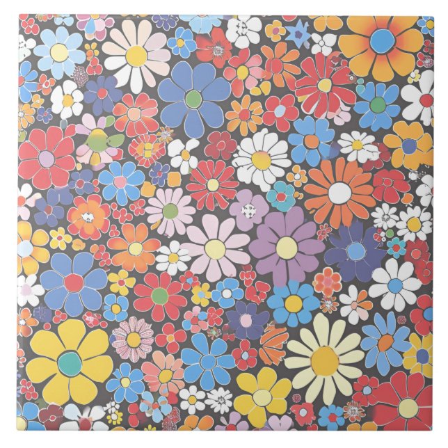 Vibrant Millefiori Elegant Pattern Tile (Front)