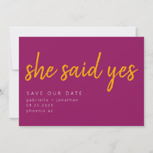 Vibrant Minimalist She Said Yes Pink Orange  Save The Date