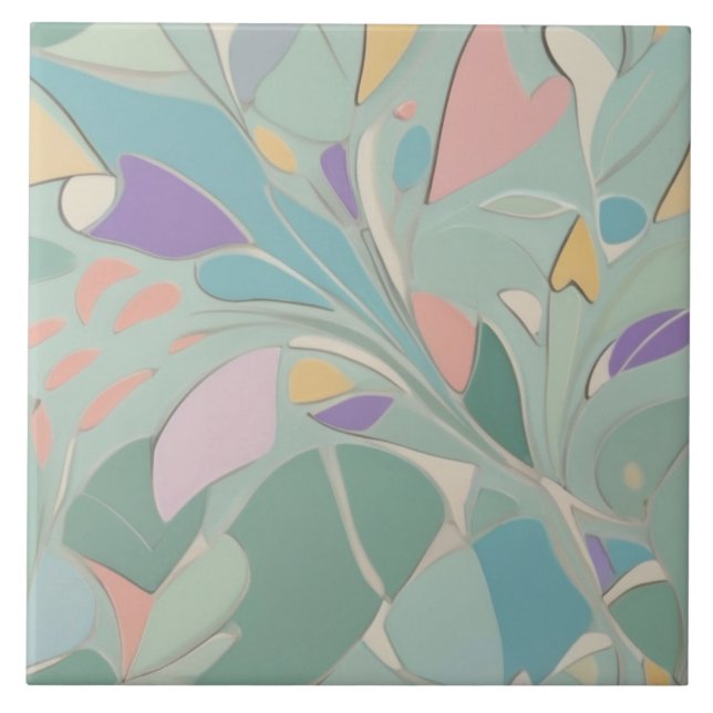 Vibrant Mint Abstract Modern Pastel Colourful Tile (Front)