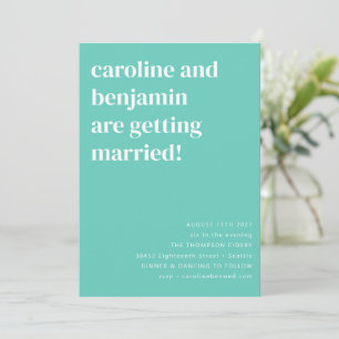 Vibrant Mint Aqua Teal Clean Modern Wedding Invitation