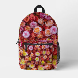Vibrant Mixed Colour Roses Floral  Printed Backpack