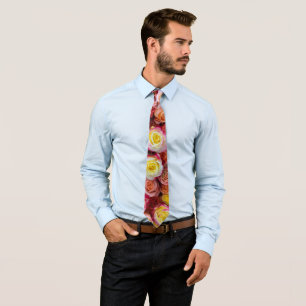Vibrant Mixed Colour Roses Floral  Tie