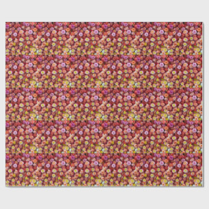 Vibrant Mixed Colour Roses Floral Wrapping Paper