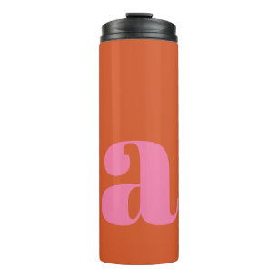 Vibrant Mod Monogram Initial Letter Pink Orange  Thermal Tumbler