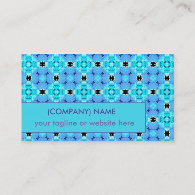 Vibrant Modern Abstract Lattice Aqua Blue Quilt Business Card (Front)