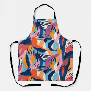Vibrant Modern Abstract Shapes Pattern Apron