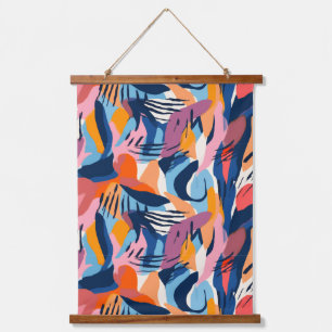 Vibrant Modern Abstract Shapes Pattern Hanging Tapestry