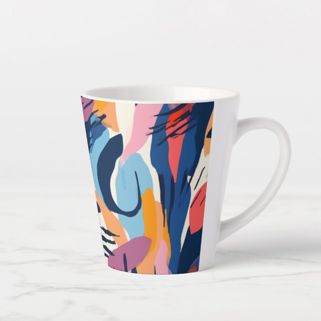 Vibrant Modern Abstract Shapes Pattern Latte Mug (Right)