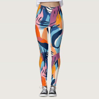 Vibrant Modern Abstract Shapes Pattern Leggings