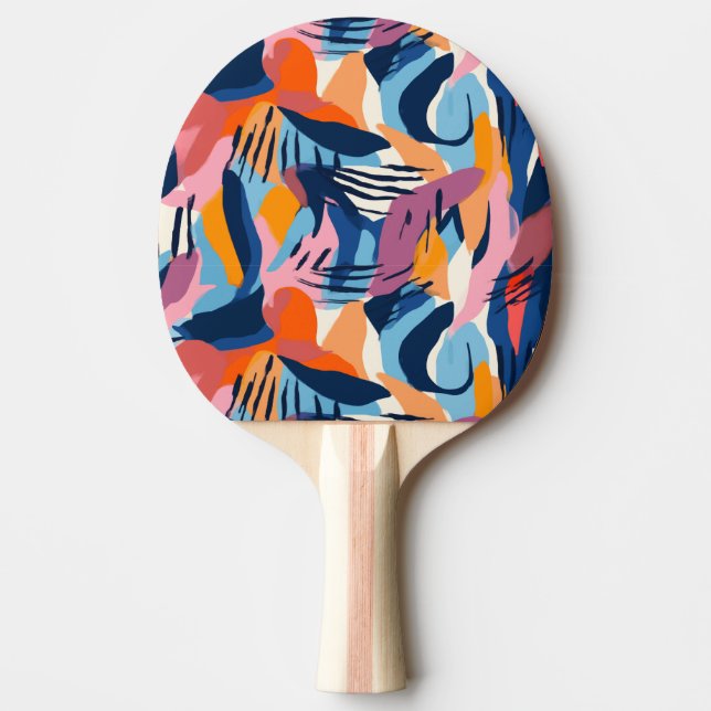 Vibrant Modern Abstract Shapes Pattern Ping Pong Paddle (Front)