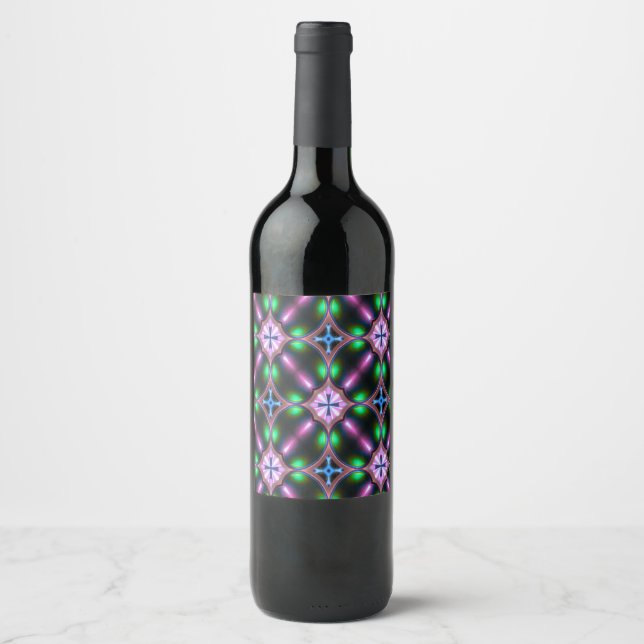Vibrant Modern Geometric Abstract Wine Label (Front)