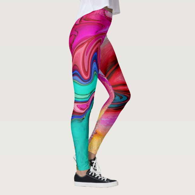 Vibrant Modern Marble Watercolor Leggings (Right)