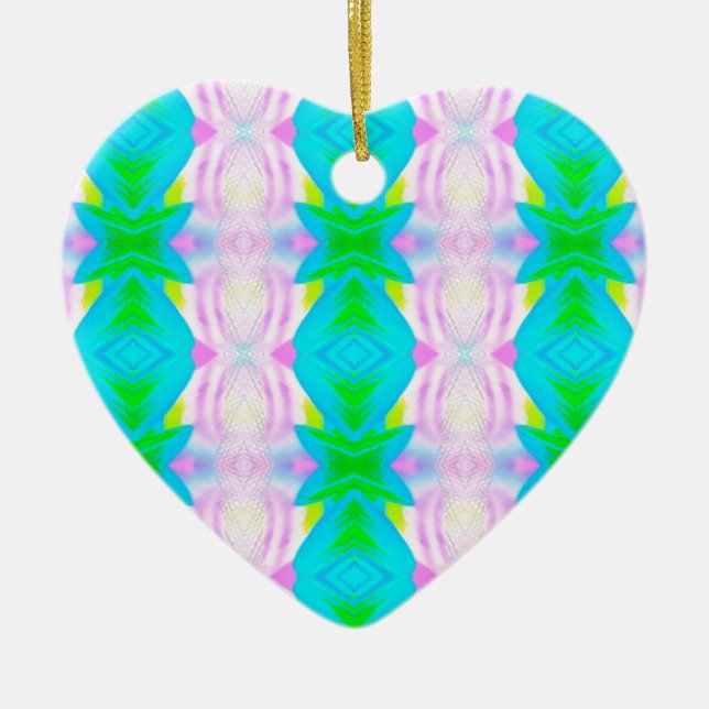Vibrant Modern Pastels Abstract linear Pattern Ceramic Ornament (Front)
