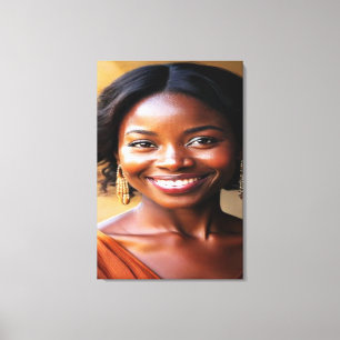 Vibrant Modern Portrait of a Smiling Woman Canvas  Print