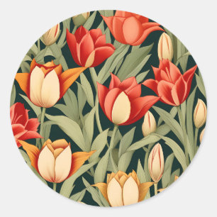 Vibrant Modern Tulips Floral Classic Round Sticker