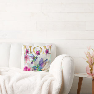 Vibrant Mom Hummingbird Gift Throw Pillow