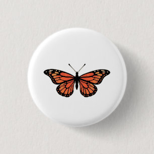 Vibrant Monarch Butterfly Illustration on Light Ba 1 Inch Round Button