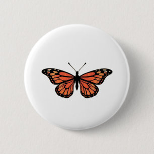 Vibrant Monarch Butterfly Illustration on Light Ba 2 Inch Round Button